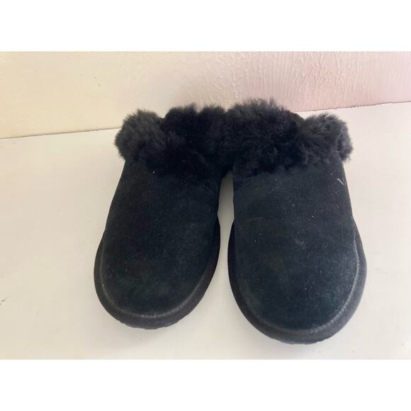 Koolaburra By UGG Women's Milo Slippers Shoes Size 10 Black Suede Shearling - Picture 7 of 7